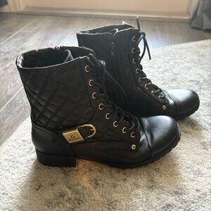 Guess Black Combat Moto Boots 6.5